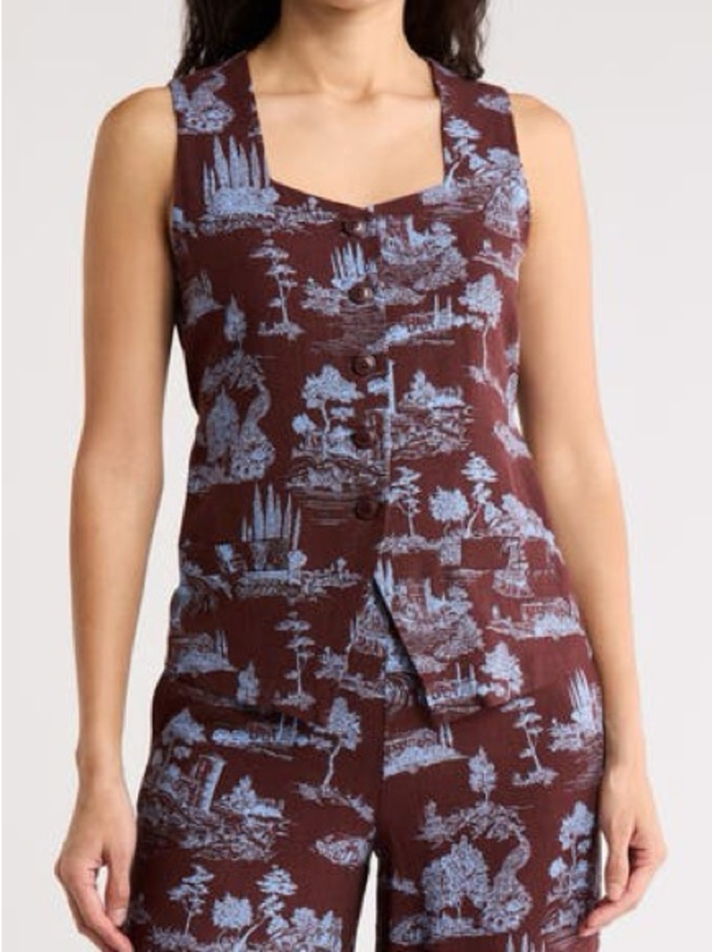 Nordstrom By Design Cassie Toile Linen Vest